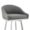 Armen Living Noran Swivel Bar Stool in Brushed Stainless Steel with Gray Faux Leather 840254335714 - alternate 8